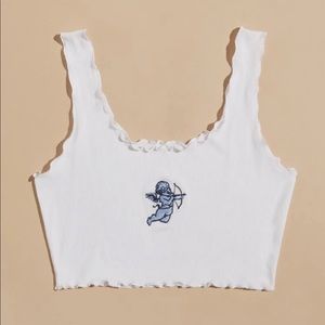 White angel tank crop top